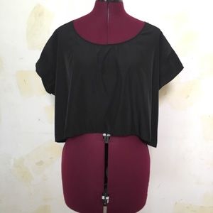 American Apparel Black Silky Boxy Crop Top